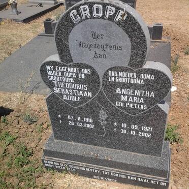 CROPP Theodorus Sebastiaan Adolf 1916-2002 &amp; Angenitha Maria PIETERS 1921-2002