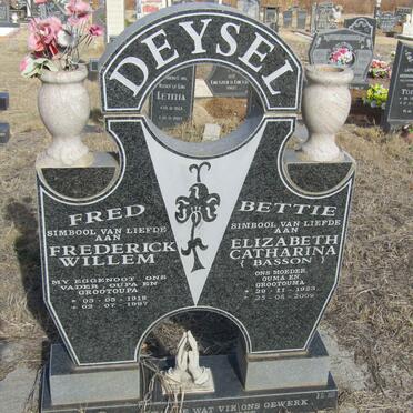 DEYSEL Frederick Willem 1918-1997 &amp; Elizabeth Catharina BASSON 1923-2009