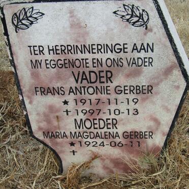 GERBER Frans Antonie 1917-1997 &amp; Maria Magdalena 1924-