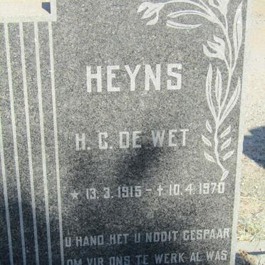 HEYNS H.C. De Wet 1915-1970