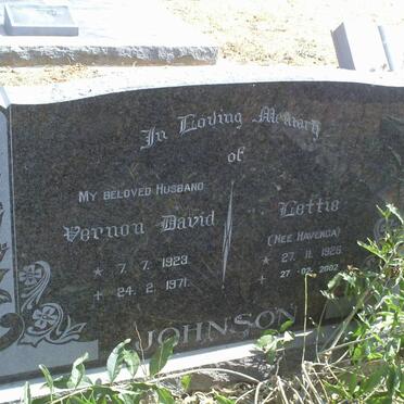 JOHNSON Vernon David 1923-1971 &amp; Lettie HAVENGA 1926-2002