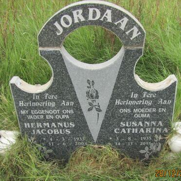 JORDAAN Hermanus Jacobus 1933-2004 &amp; Susanna Catharina 1935-2011