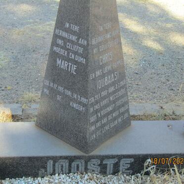 JOOSTE Chris 1908-1968 &amp; Martie 1915-1997