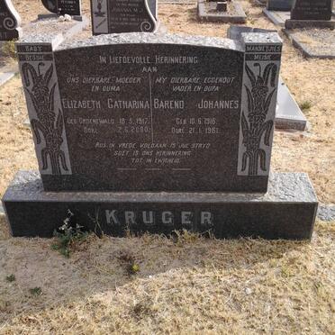 KRUGER Barend Johannes 1916-1961 &amp; Elizabeth Catharina GROENEWALD 1917-2000