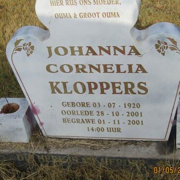 KLOPPERS Johanna Cornelia 1920-2001