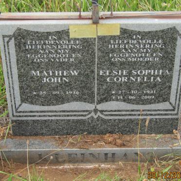 KLEINHANS Mathew John 1936 - &amp; Elsie Sophia Cornelia 1941-2009