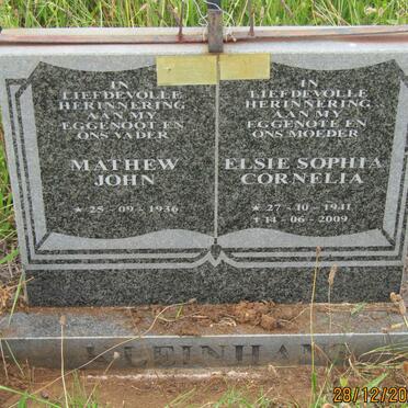 KLEINHANS Mathew John 1936 - &amp; Elsie Sophia Cornelia 1941-2009