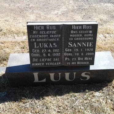 LUUS Lukas 1912-1992 &amp; Sannie 1920-2009