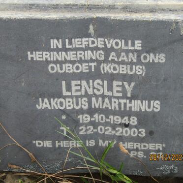 LENSLEY Jakobus Marthinus 1948-2003