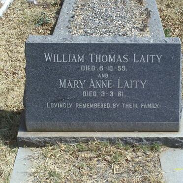 LAITY William Thomas -1959 &amp; Mary Anne -1961