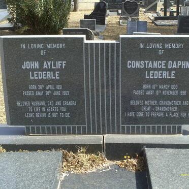 LEDERLE John Ayliff 1891-1963 &amp; Constance Daphne 1903-1996
