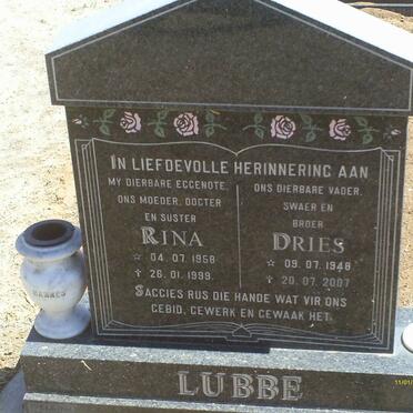 LUBBE Dries 1948-2007 &amp; Rina 1958-1999