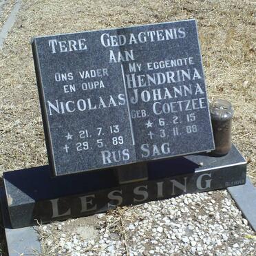 LESSING Nicolaas 1913-1989 &amp; Hendrina Johanna COETZEE 1915-1988