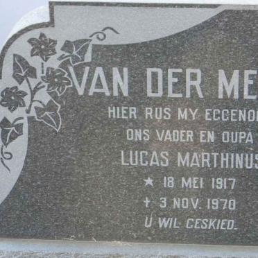 MERWE Lucas Marthinus, van der 1917-1970