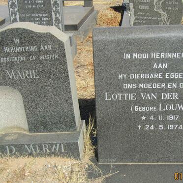 MERWE Lottie, van der nee LOUW 1917-1974 :: V.D. MERWE Marie