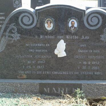 MAREE Ernst Hendrik 1942-2003 &amp; Susanna Johanna 1947-1977