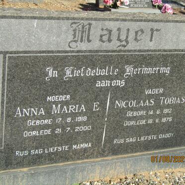 MAYER Nicolaas Tobias 1912-1975 &amp; Anna Maria E. 1918-2000