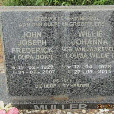 MULLER John Joseph Frederick 1929-2007 &amp; Willie Johanna VAN JAARSVELD 1928-2015