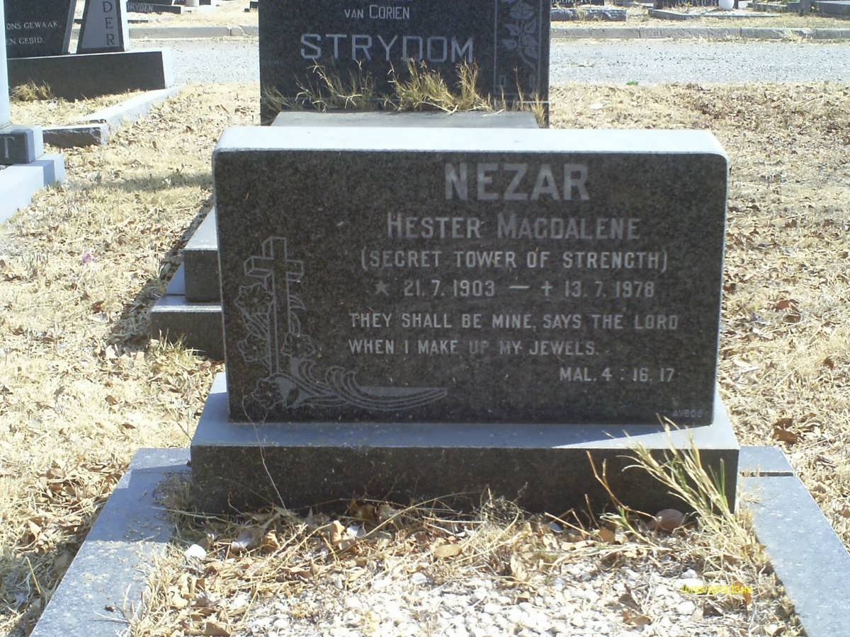 NEZAR Hester Magdalene 1903-1978