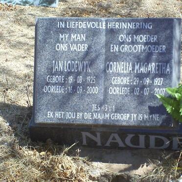 NAUDE Jan Lodewyk 1925-2000 &amp; Cornelia Magaretha 1927-2007