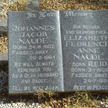 NAUDE Johannes Jacob 1902-1964 &amp; Elizabeth Florence Ann REID 1906-1964