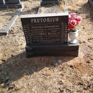 PRETORIUS Petrus Stephanus Jacobus 1941-1998 &amp; Johanna 1942-