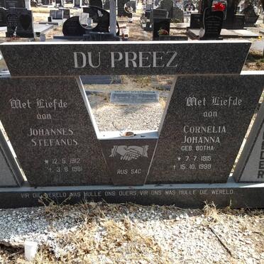 PREEZ Johannes Stefanus, du 1912-1981 &amp; Cornelia Johanna BOTHA 1915-1999