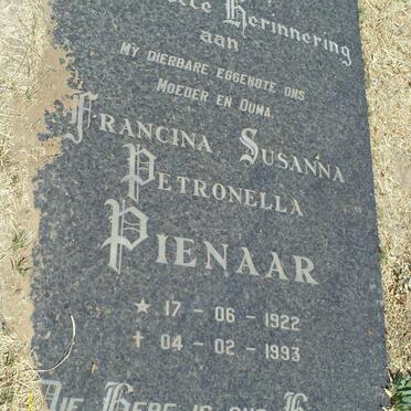 PIENAAR Francina Susanna Petronella 1922-1993
