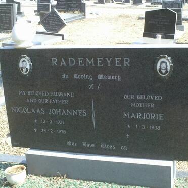 RADEMEYER Nicolaas Johannes 1937-1978 &amp; Marjorie 1938-
