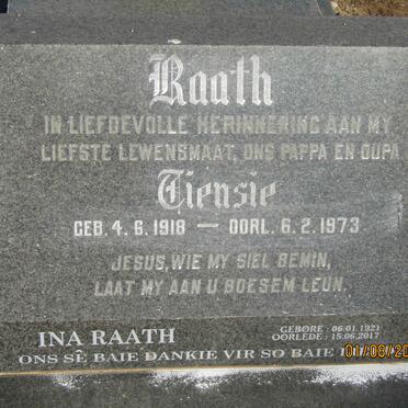 RAATH Tiensie 1918-1973 &amp; Ina 1921-2017