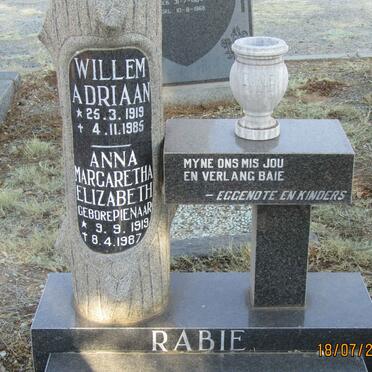RABIE Willem Adriaan 1919-1985 & Anna Margaretha Elizabeth PIENAAR 1919-1987