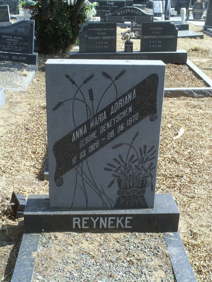 REYNEKE Anna Maria Adriana nee DENEYSCHEN 1928-1978