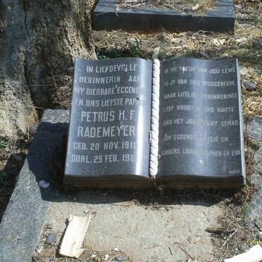 RADEMEYER Petrus H.F.  191?-1961