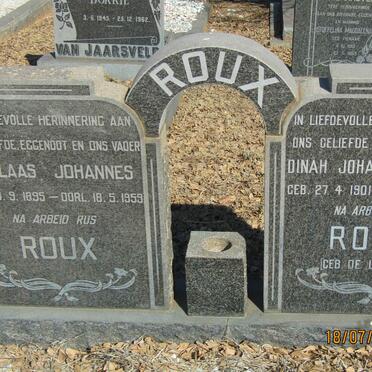 ROUX Nicolaas Johannes 1895-1959 &amp; Dinah Johanna Susara DE LA HARPE 1901-1989