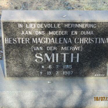 SMITH Hester Magdalena Christina nee VAN DER MERWE 1915-1987