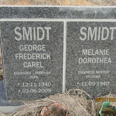SMIDT George Frederick Carel 1940-2009 &amp; Melanie Dorothea 1940-