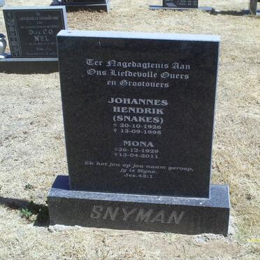 SNYMAN Johannes Hendrik 1926-1995 &amp; Mona 1929-2011