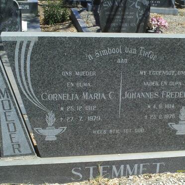 STEMMET Johannes Frederik 1914-1976 &amp; Cornelia Maria C. 1912-1979