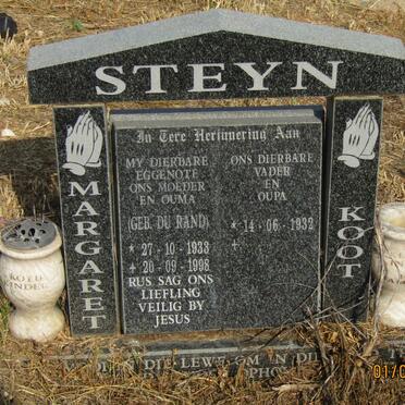 STEYN Koot 1932- &amp; Margaret DU RAND 1933-1998