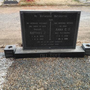 TOIT Matthys J., du 1928-1982 &amp; Anna C.D. KLEYNHANS 1936-2010