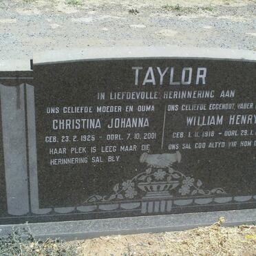 TAYLOR William Henry 1918-1974 &amp; Christina Johanna 1925-2001