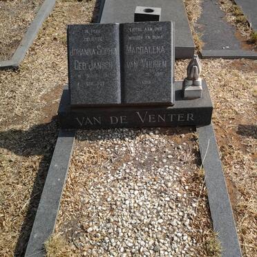 VENTER Johanna Sophia Magdalena, van de nee JANSEN VAN VUUREN  