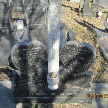 VERMEULEN Gideon Jacobus 1936-2019 &amp; Maria Petronella 1934-2001