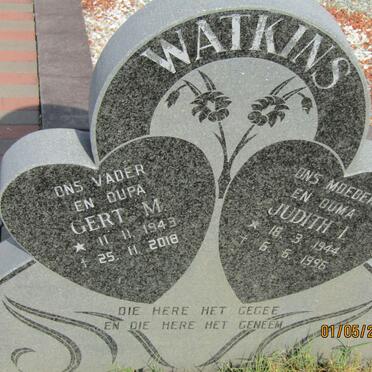 WATKINS Gert M. 1943-2018 &amp; Judith I. 1944-1996