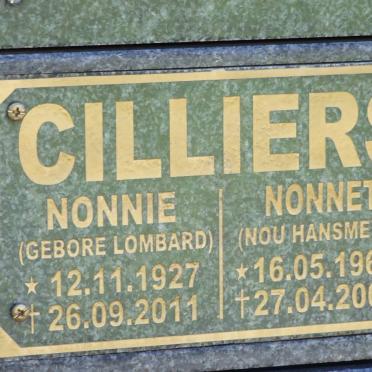 CILLIERS Nonnie nee LOMBARD 1927-2011 :: HANSMEYER Nonnet nee CILLIERS 1965-2008