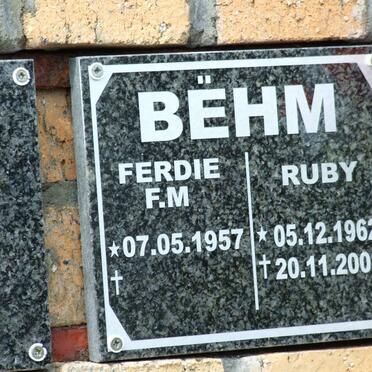 BEHM Ferdie F.M. 1957- &amp; Ruby 1962-2008