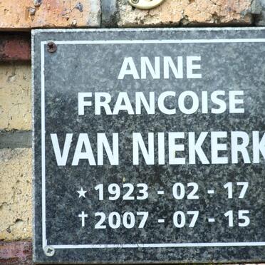 NIEKERK Anne Francoise, van 1923-2007