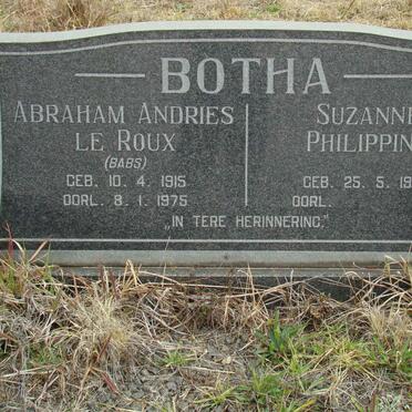 BOTHA Abraham Andries Le Roux 1915-1975 &amp; Suzanne Philippina 1923-