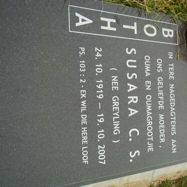 BOTHA Susara C.S. nee GREYLING 1919-2007