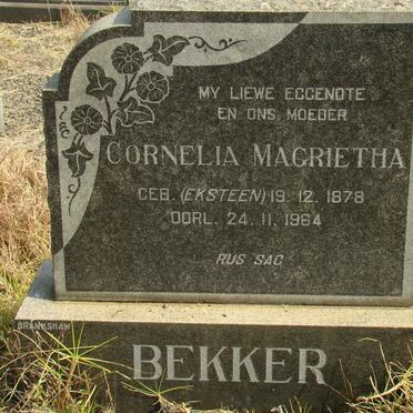 BEKKER Cornelia Magrietha nee EKSTEEN 1878-1964